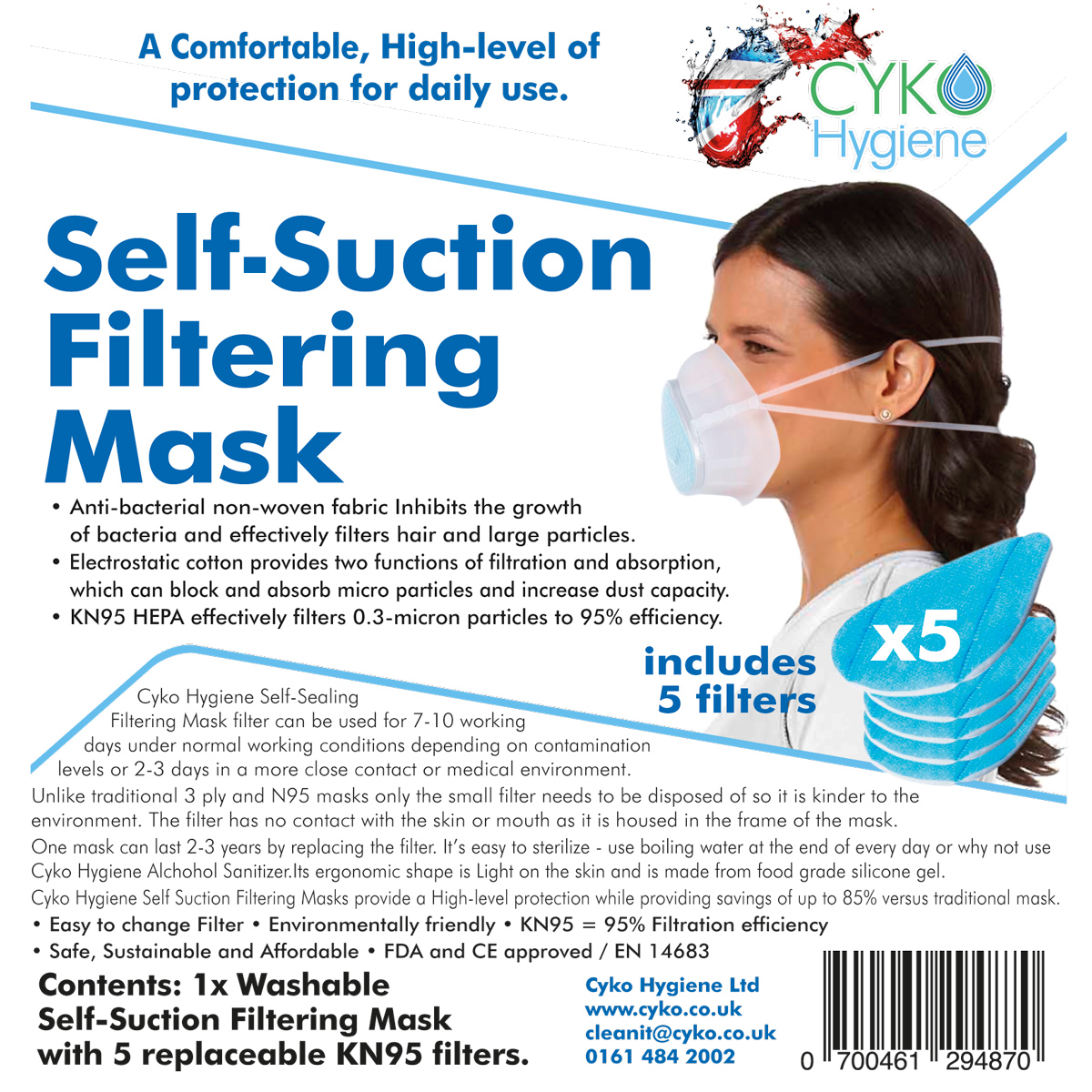 Our KN95 Face Masks, with 5 filters included.